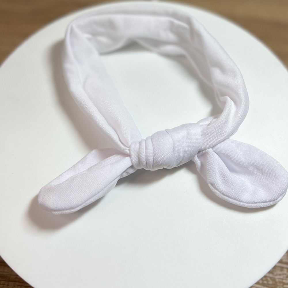2 Super Stretchy Soft Pink & White Knot Baby Girl Headbands
